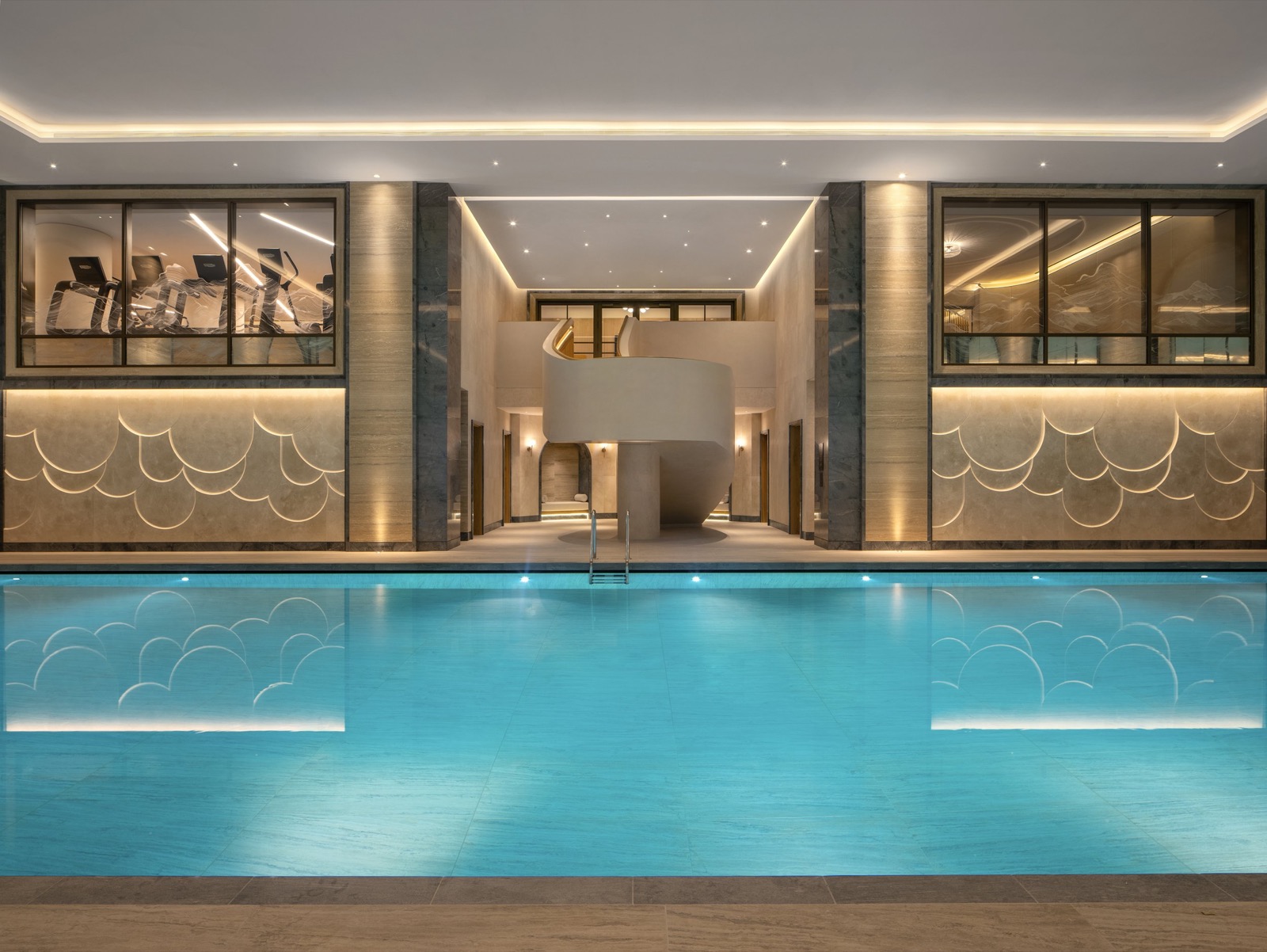 A pristine spa and pool interior at the Old War Office