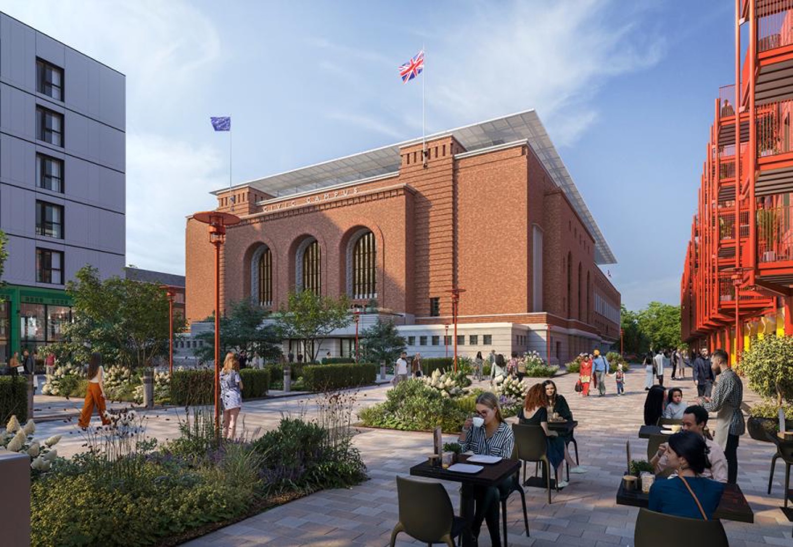 Civic Campus plaza with seating
